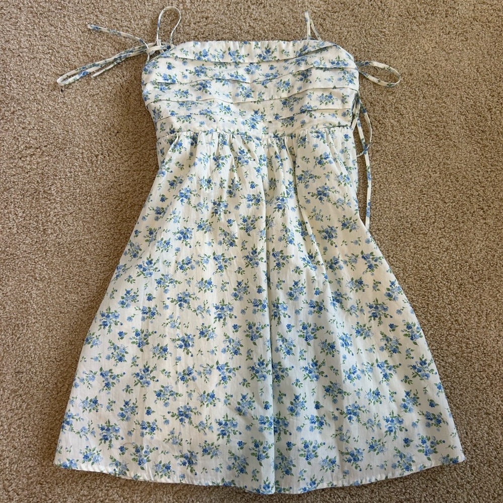 Floral Blue and White Sundress